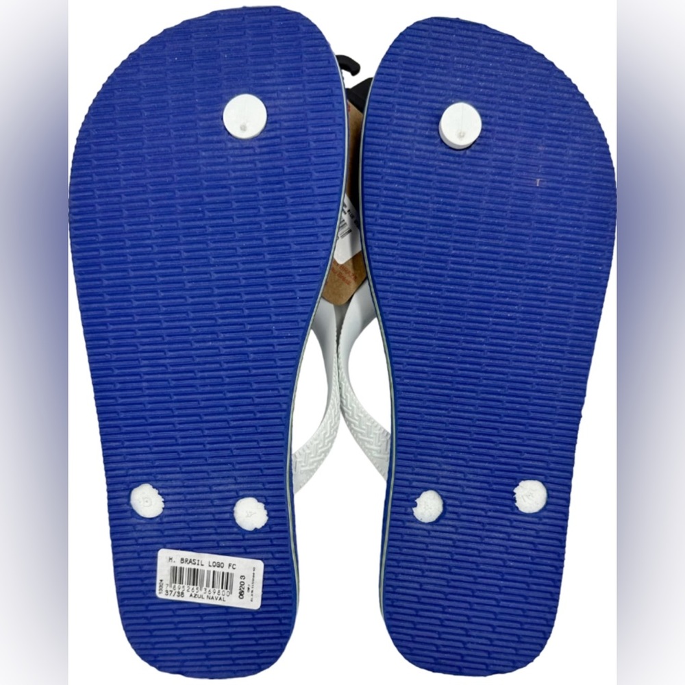 NWT Havaianas Flip Flops Sandals Blue Women’s 37-38 Brazil Brazil Logo Beach - Picture 5 of 10